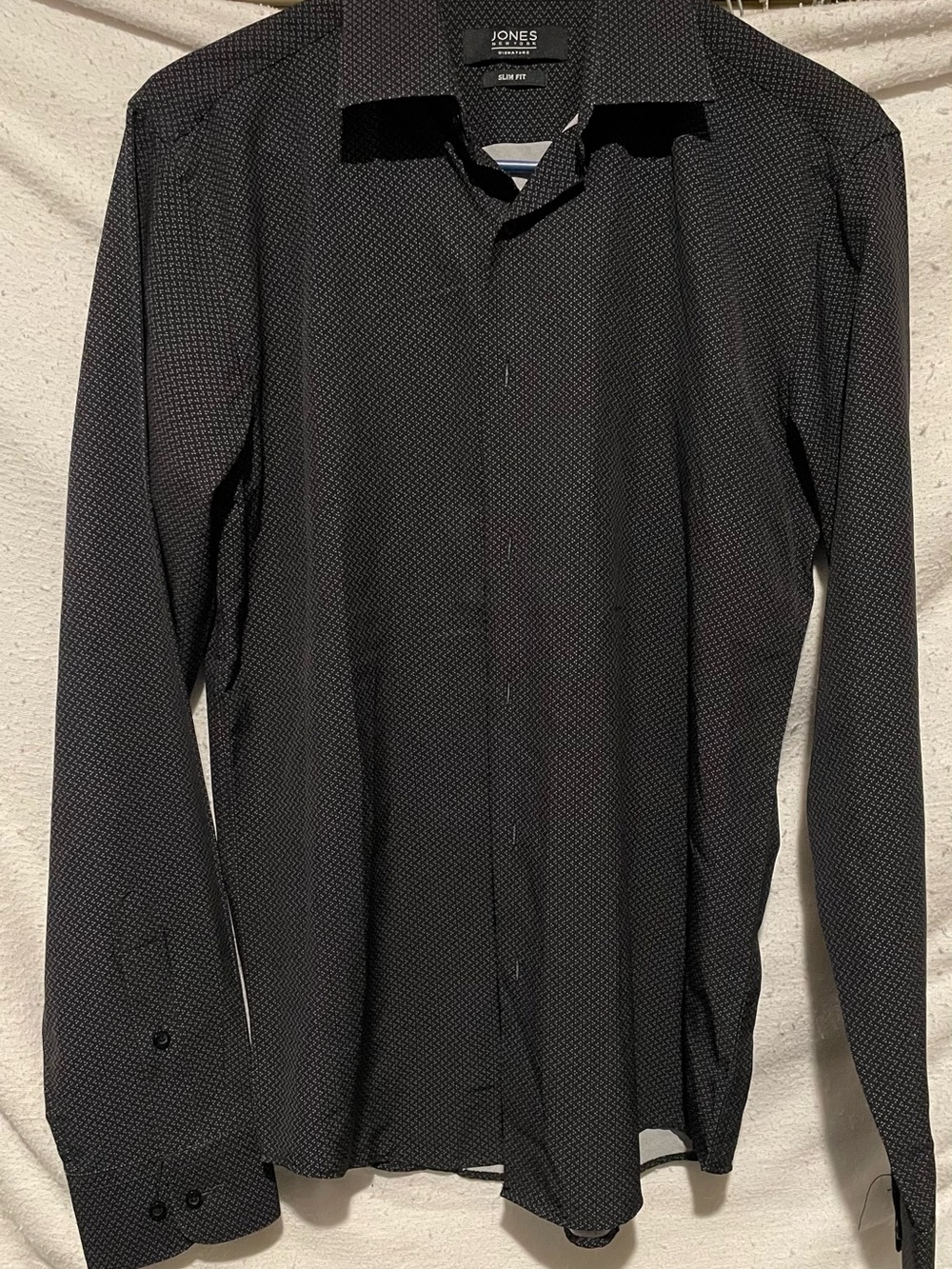 Jones New York Black Micro-Pattern Long Sleeve Shirt